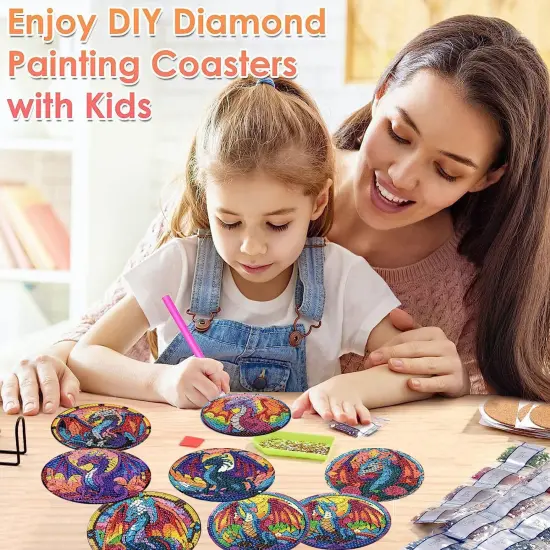 8 PCS Dragon Diamond Painting Coasters Kit {4}