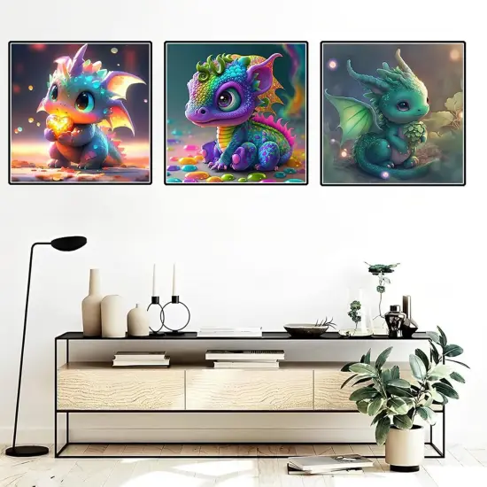 6 Pack Little Dragon Diamond Painting Kits - 12x12 Inch (DP00081) {3}