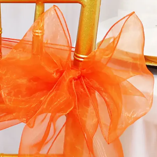 10 Pieces Orange Organza Chair Sashes 8"x108" Sheer Elegant Event Accent {3}