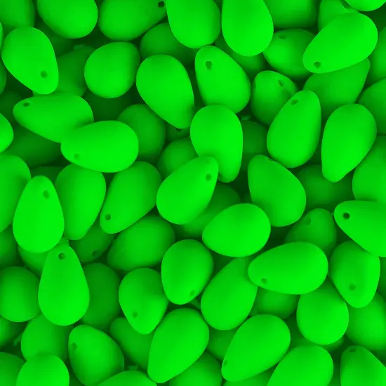 John Bead 114pcs 6x9mm Czech Glass White Alabaster Velvet Drop Bead Strands Bright Green {1}