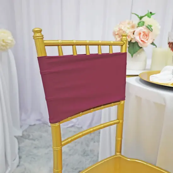 10 Pieces Elegant Sangria Spandex Chair Bands 7 x 13 Inches {2}