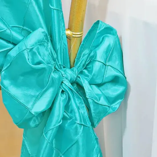 10 Pieces Pool Blue Pintuck Taffeta Chair Sashes 9.5 x 108 Inches {3}