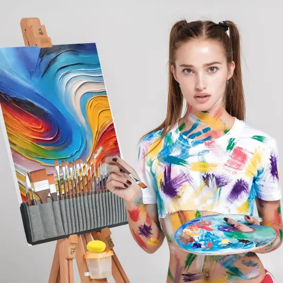 29 pcs Paint Brush Set,GETHPEN Acrylic Paint Brushes,Artist Series with Wide Flat,Round, Filbert, Flat, Fan,Angle,Dagger,Cat Tongue,Detail Brush,Rigger for Oil, {2}