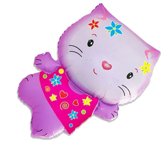Little Cat Flowers Foil Balloon Large Shape 31" {3}