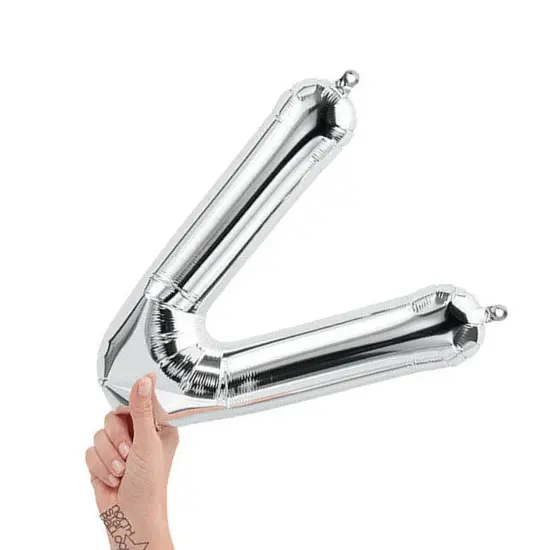 NorthStar Balloons&reg; 16" Silver Letter V Balloon Air Fill Only Foil Mylar {5}