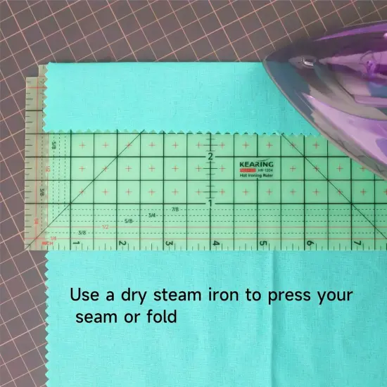 Kearing&reg; Hot Hem Ruler for Sewing, Patented Heat Resistant Non-Slip Hot Ironing Ruler for Measure, Mark, Fold, Press with Dry or Steam Iron {11}