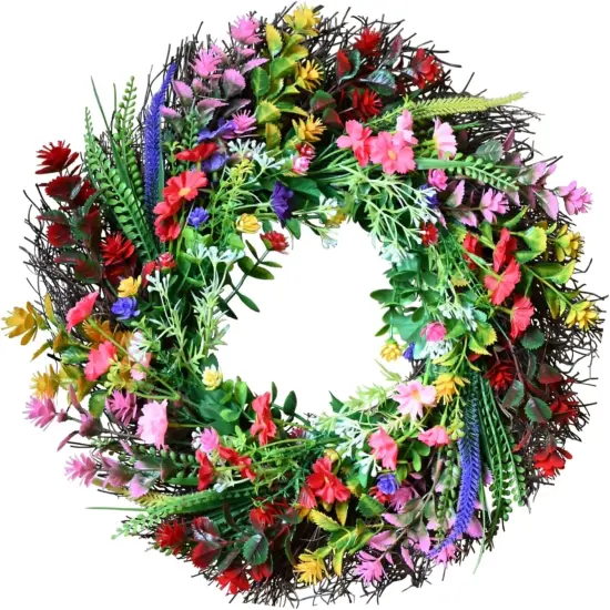 Spring Daisy and Lavender Wreath {1}