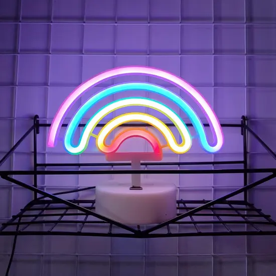 Neon Signs with Holder Base &ndash; USB or 3-AA Battery Powered LED Neon Light for Summer Vibes, Table or Wall Decor, Bedroom Accent Lighting {3}