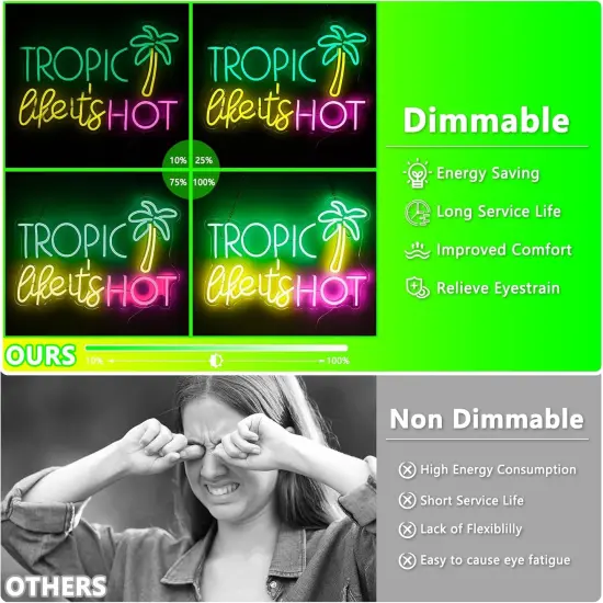 Tropic Like It's Hot Neon Sign &ndash; Dimmable LED Wall Decor for Bedroom, Bar & Summer Party {4}