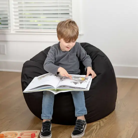 Emma and Oliver Small Bean Bag Chair for Kids and Teens Black {5}