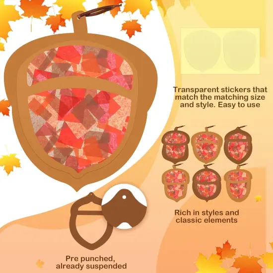 24 Sets Fall Acorn Crafts Kit DIY Tissue Paper Sign Crafts {2}