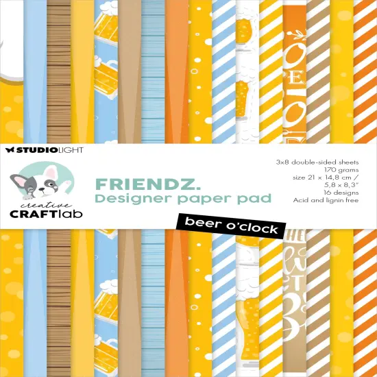 Studio Light Friendz Paper Pad 8.25"X5.83" 24/Pkg-Nr. 179, Beer O'Clock {1}