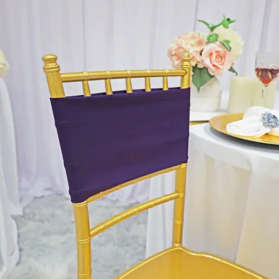 10 Pieces Eggplant Stretch Spandex Chair Bands for Banquet Chairs 7 x 13 Inches {2}