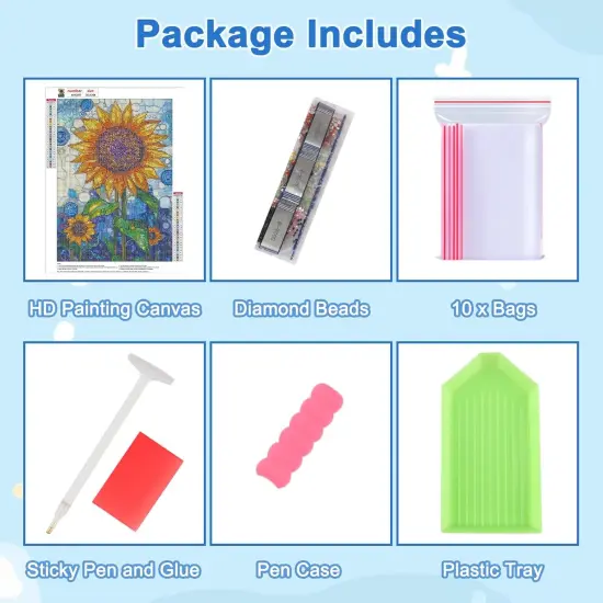 Sunflowers Diamond Painting Kits for Adults, Stained Glass Diamond Art Kits for Adults Beginner, DIY Diamond Dots Paint with Diamonds Art and Crafts for Hobbies, Gifts, Home Decor 12x16 inch {4}