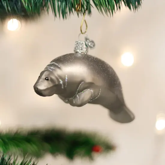 Old World Christmas 2.5 Inch Manatee Tree Ornament , Ornament Sea Ocean Mammal Fish Gray {3}