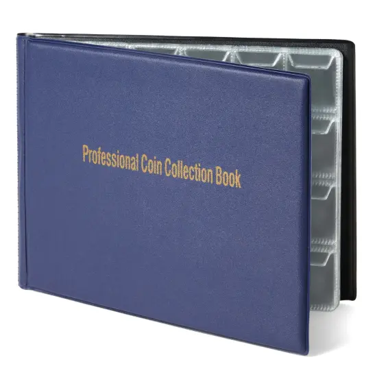 Juvale 240 Pocket Coin Holders for Collectors - Coin Collection Album for Pennies, Quarters, Rare Coins (Dark Blue) {6}