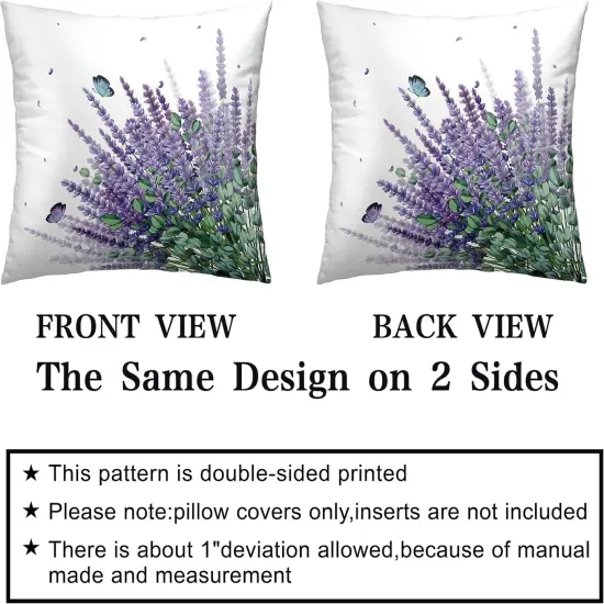 Purple Lavender Pillow Covers 18x18 Set of 2 Modern Art Butterfly Throw Pillow Covers Spring Summer Farmhouse Square Pillowcases for Outdoor Sofa Garden Living Room {5}