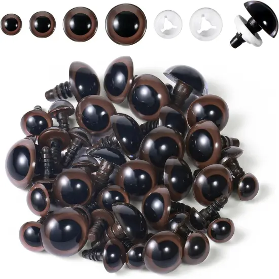 40 PCS Safety Eyes for Amigurumi Crochet Eyes with Washers 10/12/16/18mm Brown {1}