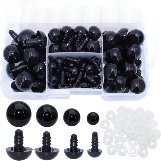 10/15/18/20mm 180Pcs 4Size Black Plastic Safety Eyes {1}