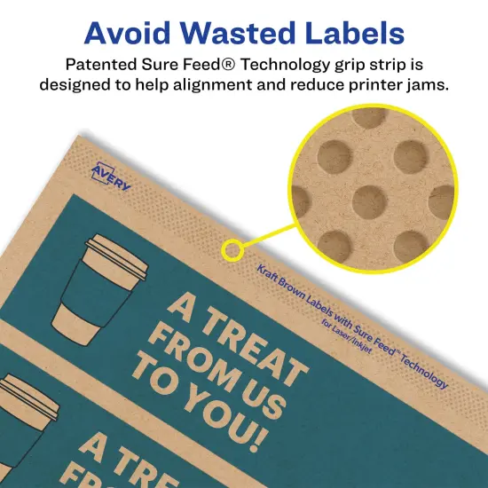 Avery Kraft Brown Rectangle Labels with Sure Feed, 2" x 7" {4}