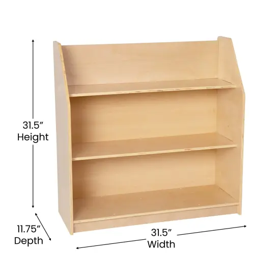 Emma and Oliver Kid's Bookshelf or Toy Storage Shelf for Bedroom or Playroom in Wood Finish with Safe, Kid-Friendly Curved Edges Natural {5}
