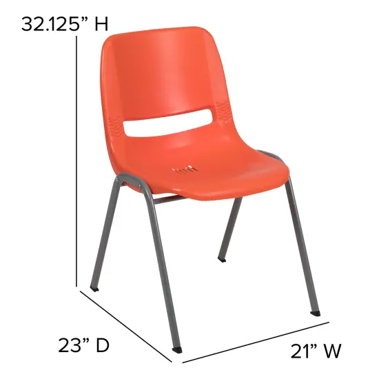 Emma and Oliver Ergonomic Shell Student Stack Chair - Classroom Chair / Office Guest Chair Orange {4}