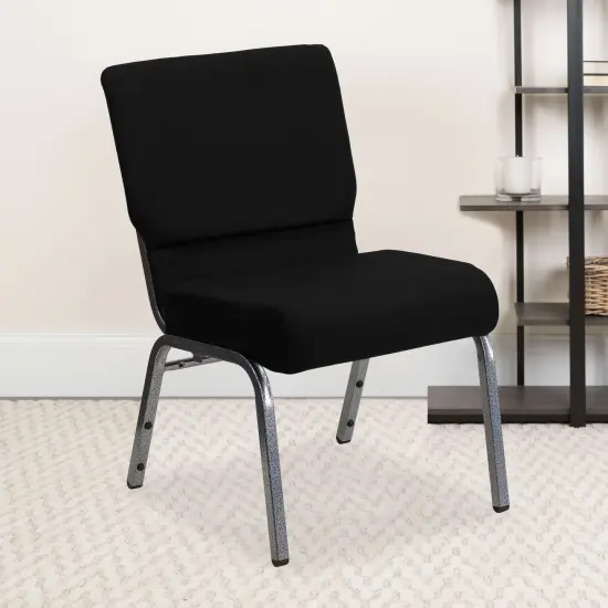 Emma and Oliver Stacking Auditorium Chair with 21" Seat BlackFab/SilverVein {1}