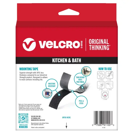 VELCRO(R) Brand Industrial Strength Low Profile Tape 1"X10'-Black {2}