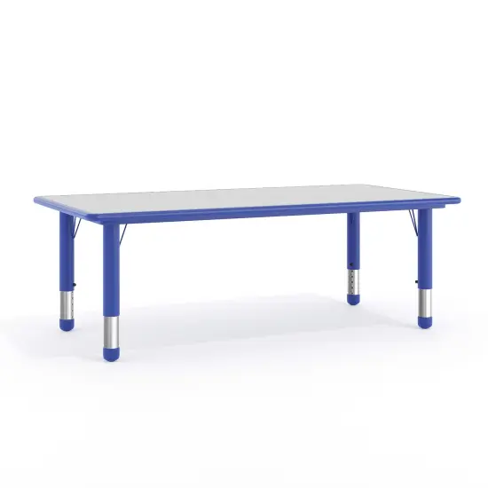 Emma and Oliver 23.625"W x 47.25"L Rectangular Plastic Height Adjustable Activity Table Blue {2}
