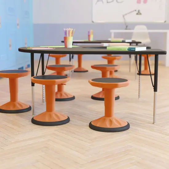 Emma and Oliver Saylor Height Adjustable Active Motion Stool for Kids with Weighted Rubber Non-Slip Bottom Orange {1}