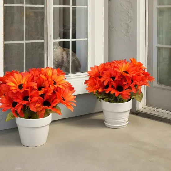 6 Bundles Artificial Fall Flowers (Orange Red) {5}