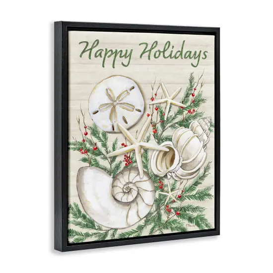 Stupell Industries Holiday Seashells & Holly Floater Framed Canvas Wall Art Design by Paul Brent {9}