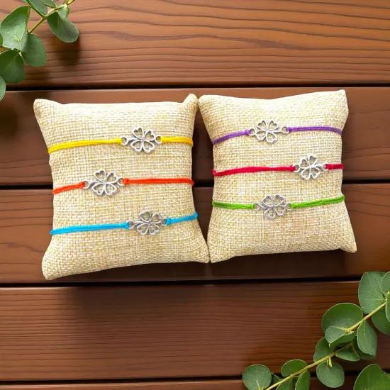 2CT Clover Leaf Charm Rakhi for Brother, Bhai Dooj, Clover, Rakhi for Sister, Clover Leaf Rakhi, Bhai Beej, Rakhri {3}