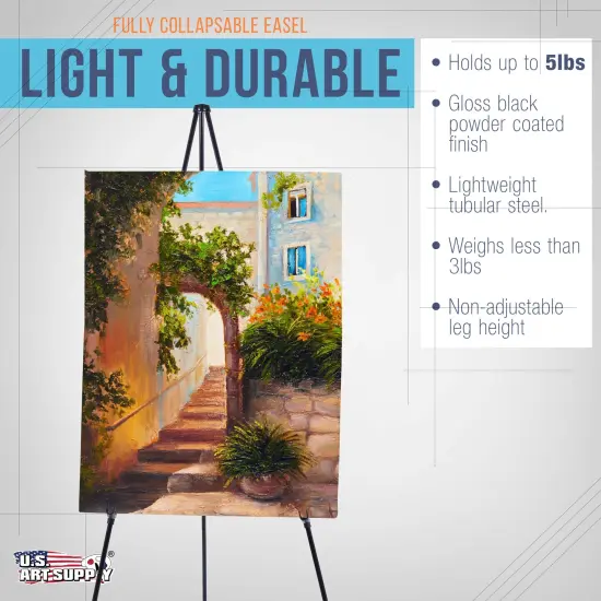 63" High Metal Folding Display Easel (2 Pack) - Adjustable Height, Instantly Collapses, Holds 5 lbs - Portable Art Easel Stand - For Sign, Poster, Canvas, Painting, Picture Display {4}