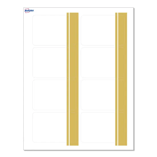 Avery® Printable Rectangle Adhesive Name Tags, Double-Dipped Gold Edge Design, 2-1/3" x 3-3/8", Matte White Removable Name Tags, Laser/Inkjet, 80 Total, Great for Name Badges {1}