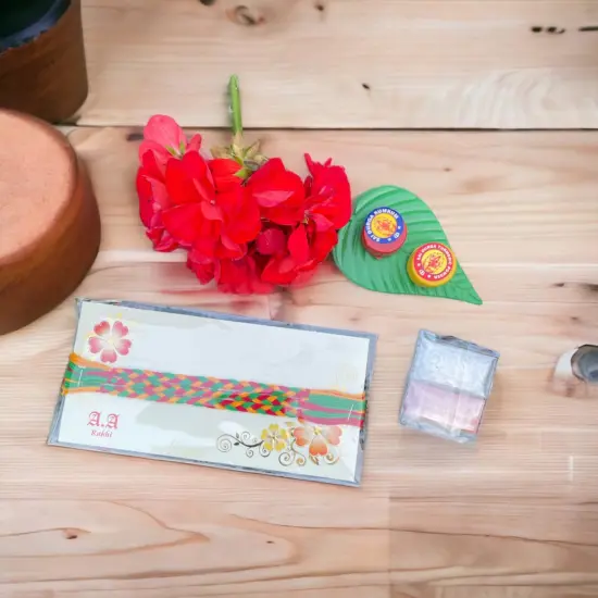 3CT Minimalist Rakhi for Brother, Rakhi Card, Rakhi Bracelet Rakasha Bandhan Handmade Rakhi Gifts Traditional Rakhi with Tika Roli Greeting Card {6}