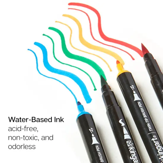 KINGART® PRO Twin-Tip™ 445 Series Brush Pen Art Markers, Set of 24 Unique & Vivid Colors {4}