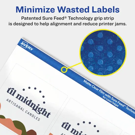 Avery Matte Clear Labels,2-1/2" x 2-1/2" Square {4}