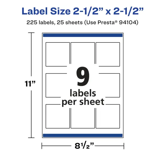 Avery Matte Clear Labels,2-1/2" x 2-1/2" Square {5}