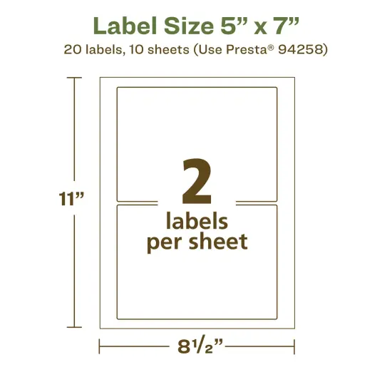 Avery Recycled Matte White Labels,5" x 7" Rectangle {5}