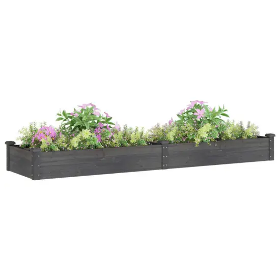 vidaXL Garden Raised Bed with Liner Gray 94.5x23.6x9.8 Solid Wood Fir {3}