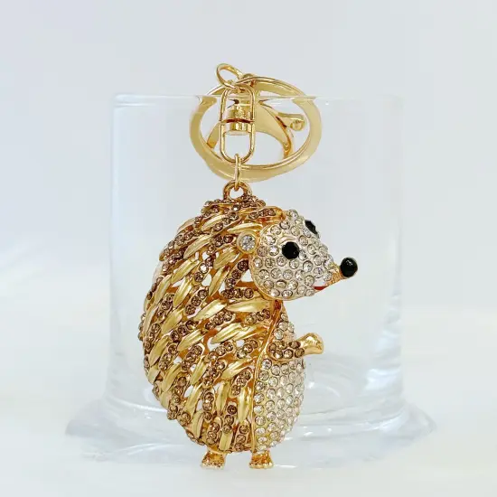 Wrapables Crystal Bling Keychain, Keyring Purse Handbag Pendant Charm, Gold Hedgehog {5}