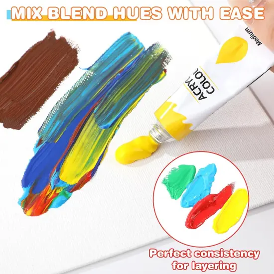 Acrylic Paint Set 12 Colors（2 Pack）with 20 Paint Brushes,24 Acrylic Paints {5}