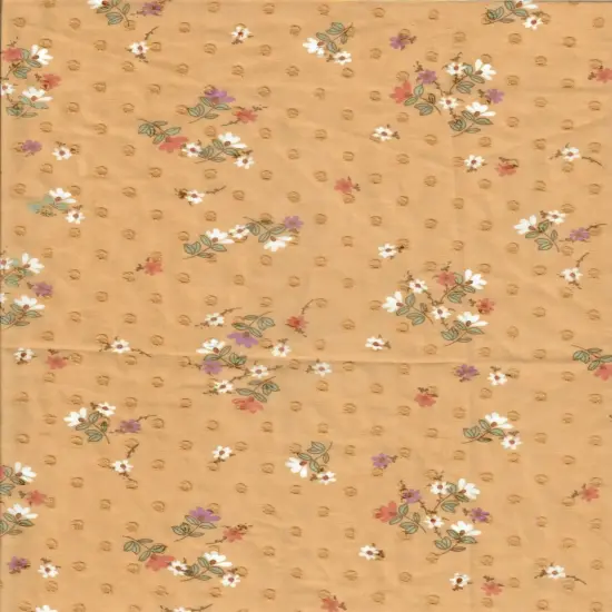 1 Yard Swiss Dot Chiffon, Ditsy Floral Woven Fabric Sheer Light Drapery 57/58" Width TAN {1}