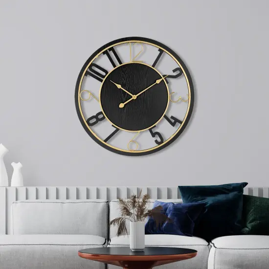 Sorbus Wooden Modern Wall Clock - Large 24-Inch Wall Clock - Battery Operated Analogfor Living Room and Kitchen D&eacute;cor Black {5}