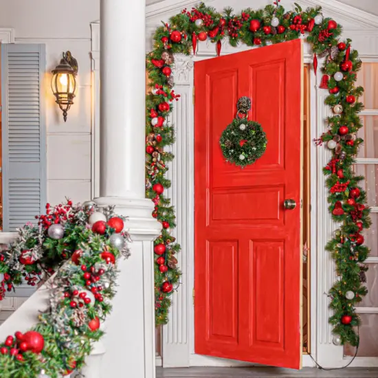 Northlight Artificial Christmas Wreath With Pine Cones and Ornaments - 14" Unlit White {5}