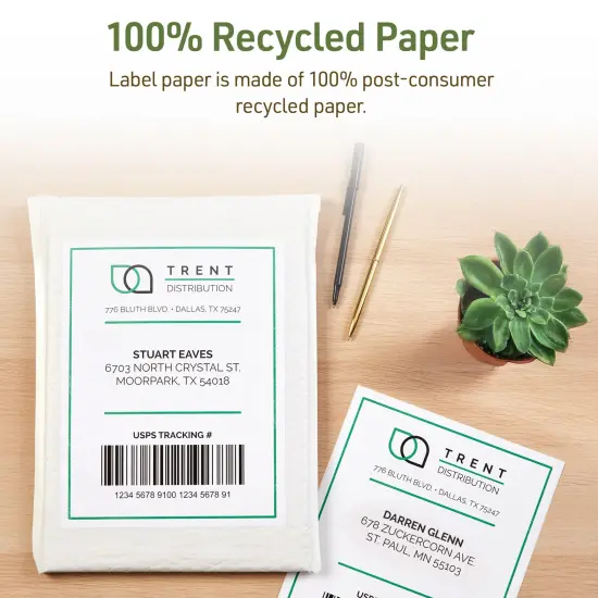 Avery EcoFriendly Recycled Shipping Labels, 5.5" x 8.5" Half-Sheet Labels, White, Permanent Adhesive, Laser & Inkjet Printers, 20 Printable Labels (48808) {3}