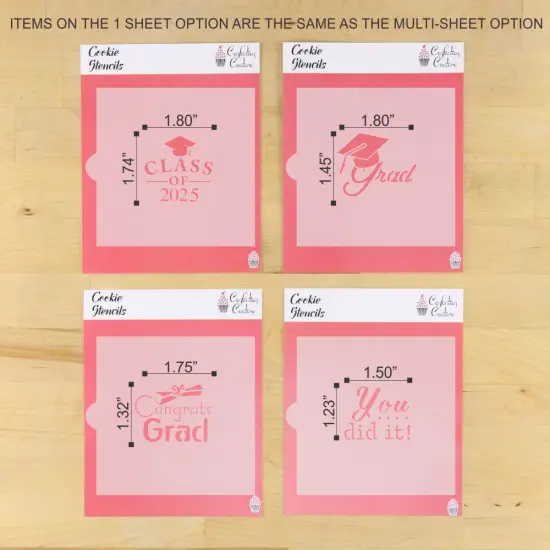 Graduation Messages 4 Piece Cookie Stencil Set {2}