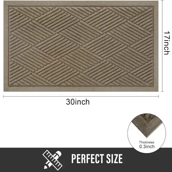 Sturdy Front Door Mat, Absorbent Muddy Dirt Resist Welcome Door Mats Outdoor Indoor, Stain and Fade Resistant, Non-Slip Rubber Backing Low Profile Doormat for Entryway, 30&times;17, Beige {2}
