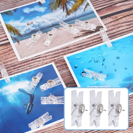 60 Pcs Push Pin Clips Decorative Push Pins with Clips Bulletin Board Clips Cork Board Pushpins Clear Craft Paper Clips Pushpins Thumb Tacks for Arts Cubicle Panel Wall Fabric Panels Offices Projects {5}